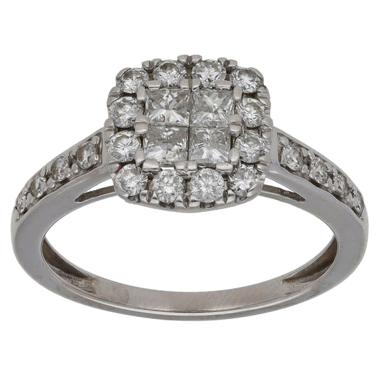 18ct White Gold 0.87ct Diamond Dress/Cocktail Ring Size M