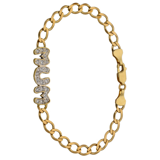 9ct Gold Cubic Zirconia Mum Bracelet