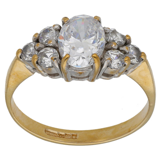 9ct Gold Cubic Zirconia Dress/Cocktail Ring Size M