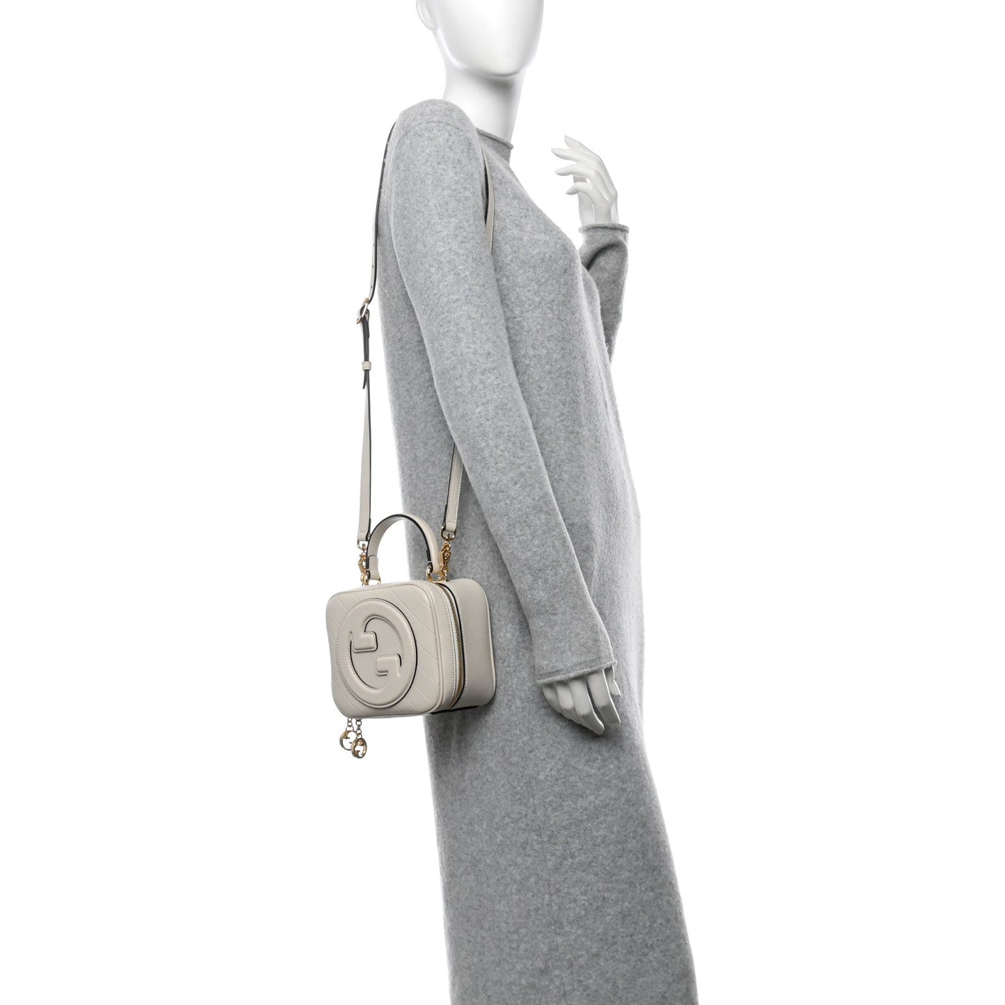 Gucci Blondie Top Handle Leather Bag - Mystic White