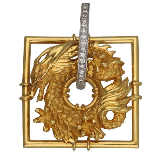 18ct Gold 0.17ct Diamond Dragon Pendant