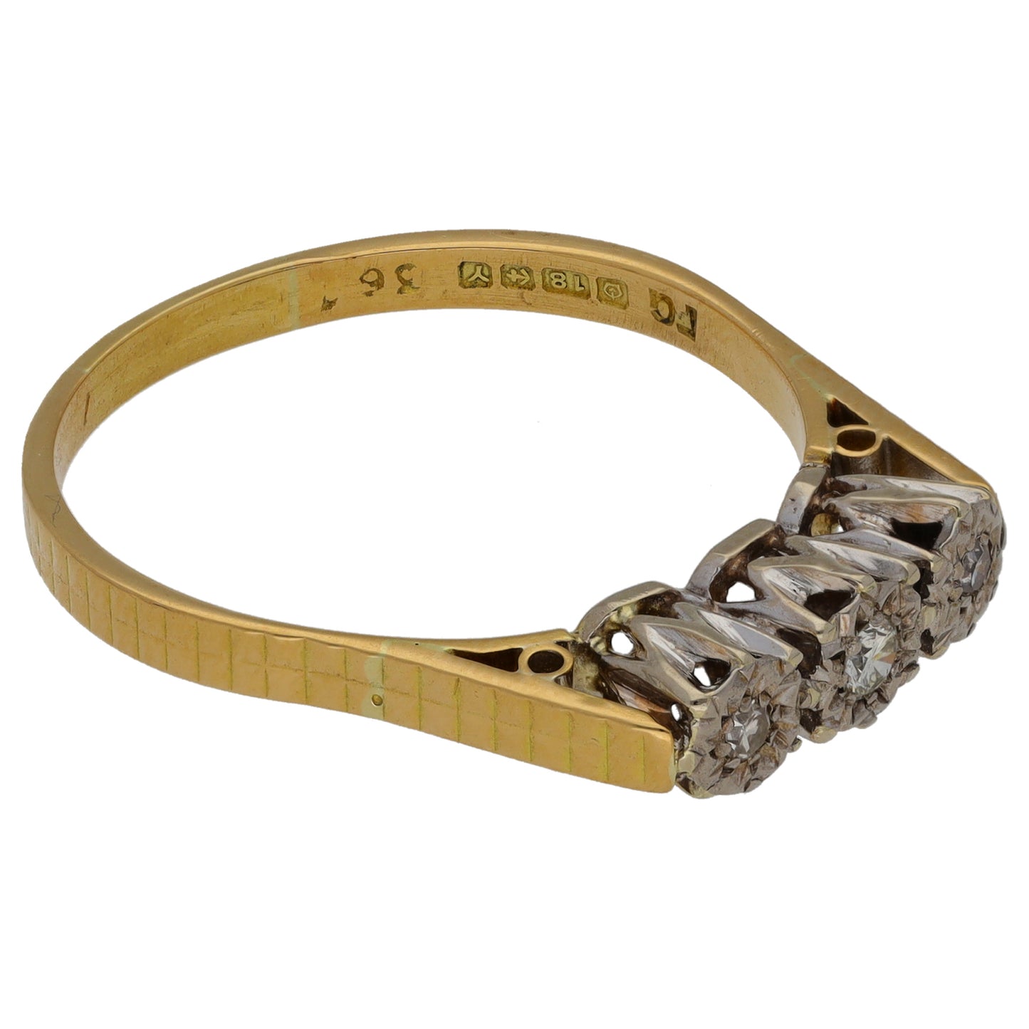 18ct Gold 0.10ct Diamond Trilogy Ring Size T