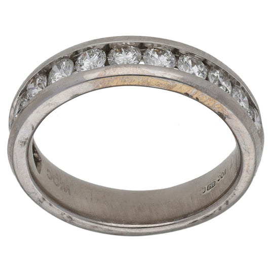 18ct White Gold 0.60ct Diamond Half Eternity Ring Size M