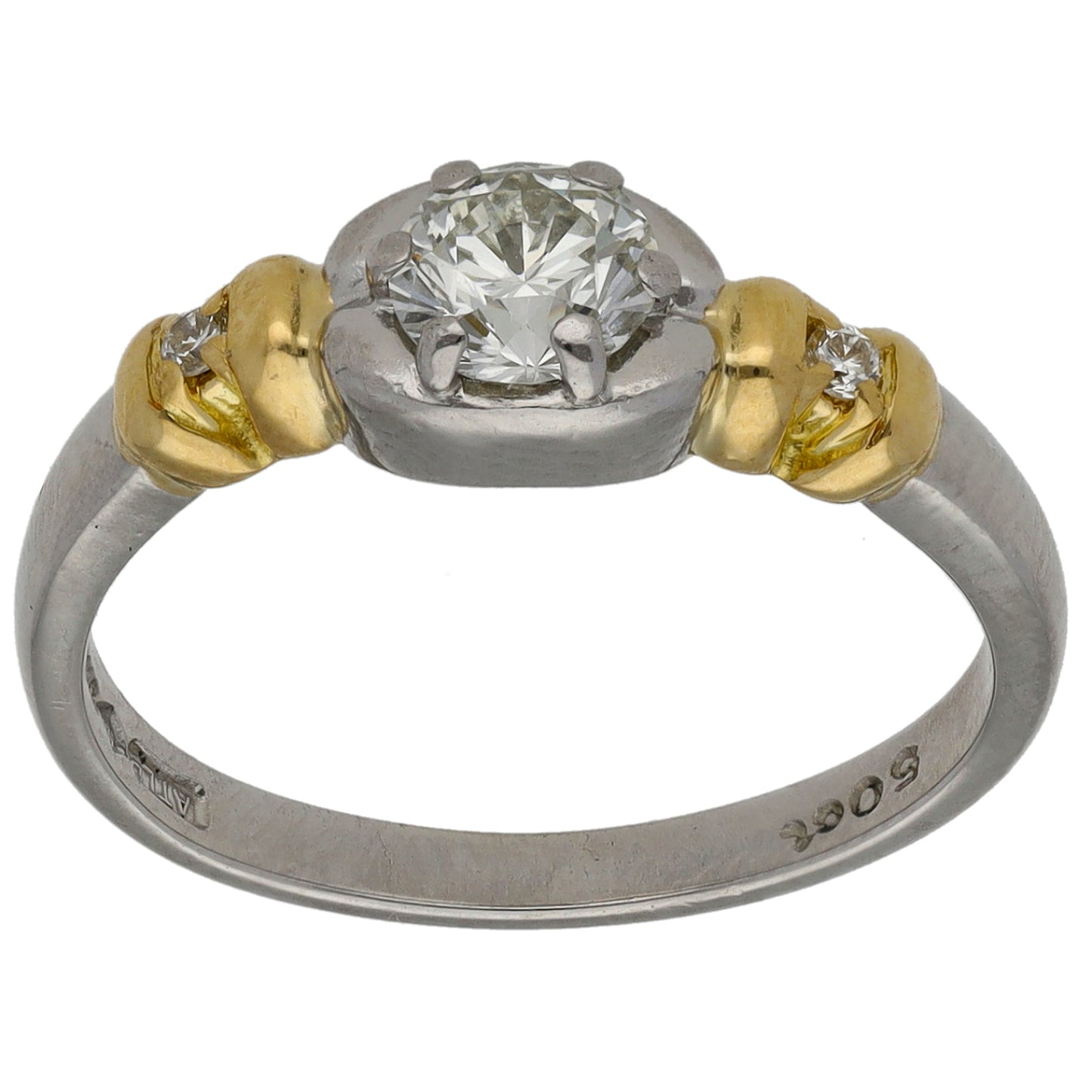 Platinum 0.50ct Diamond Trilogy Ring Size L