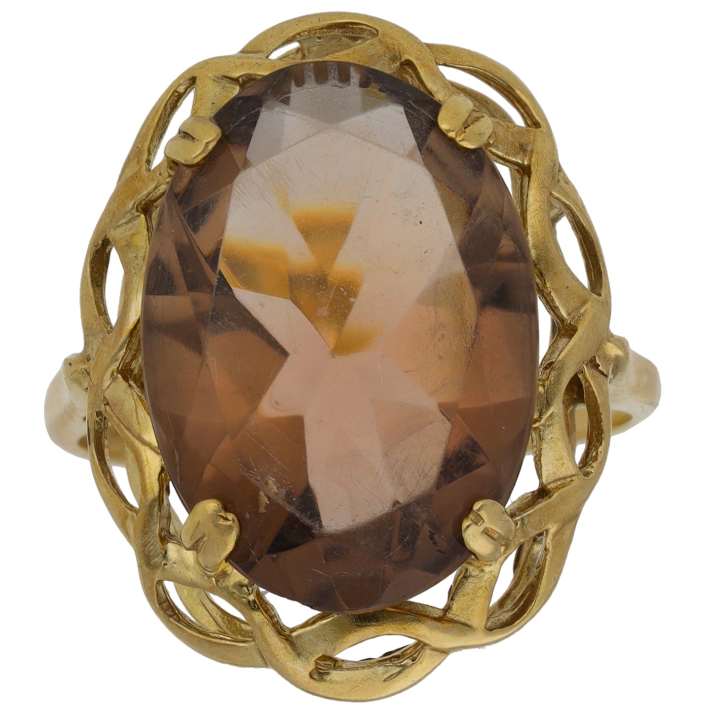 9ct Gold Smoky Quartz Single Stone Ring Size L