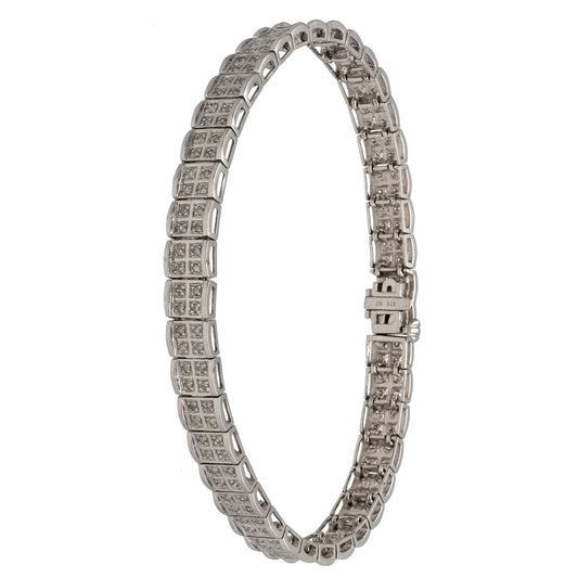 9ct White Gold 0.80ct Diamond Fancy Stone Set Bracelet