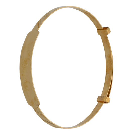 9ct gold expanding bangle with hinged clasp sections, oval open bracelet