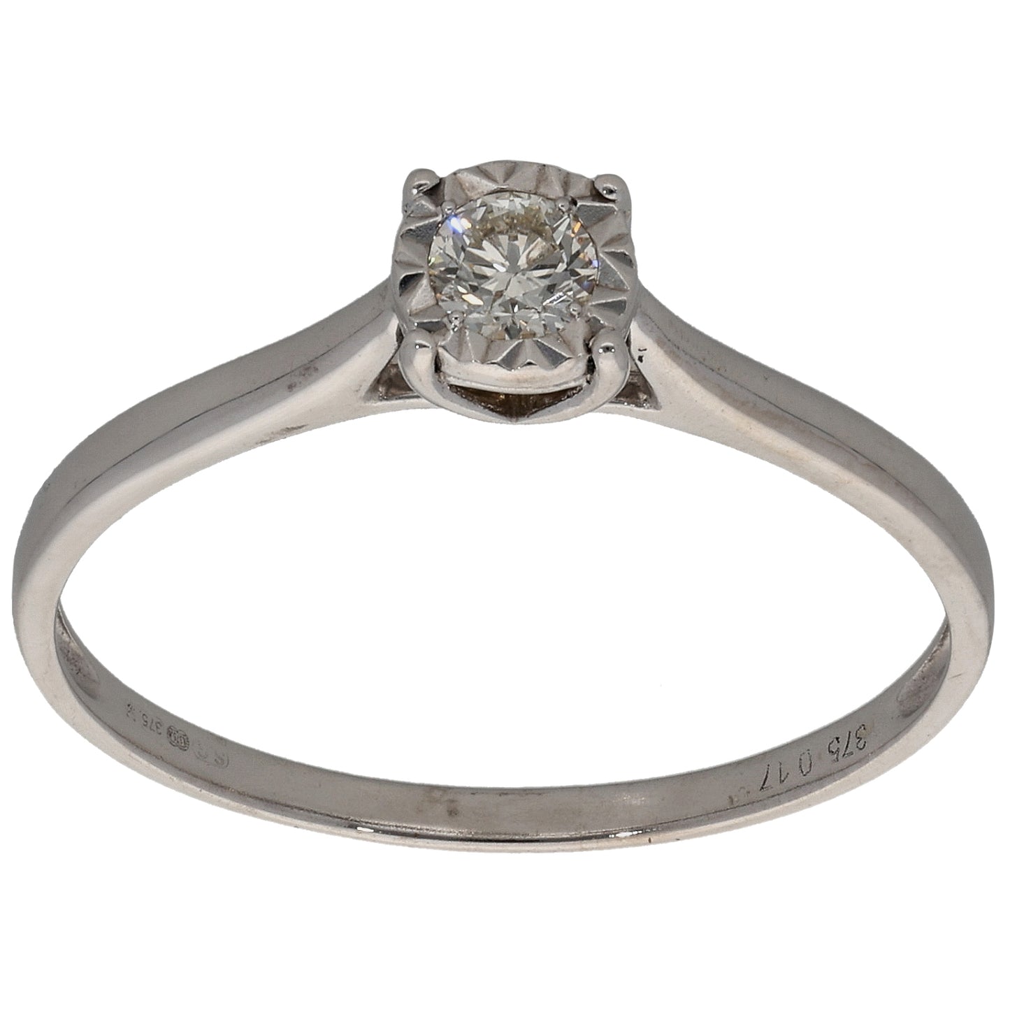 9ct White Gold 0.20ct Diamond Solitaire Ring Size U