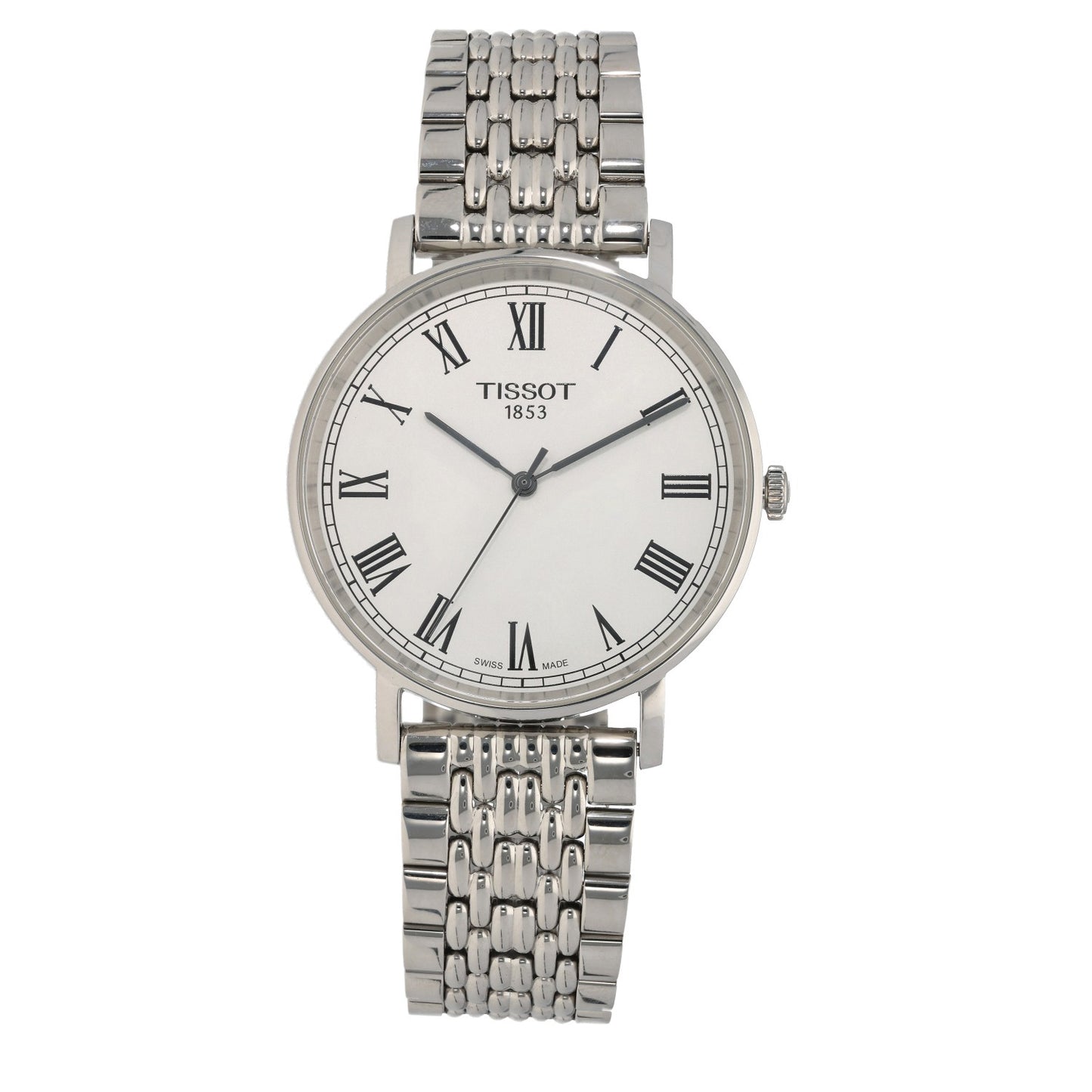 Tissot Everytime T109410A, white dial, stainless steel case and link bracelet