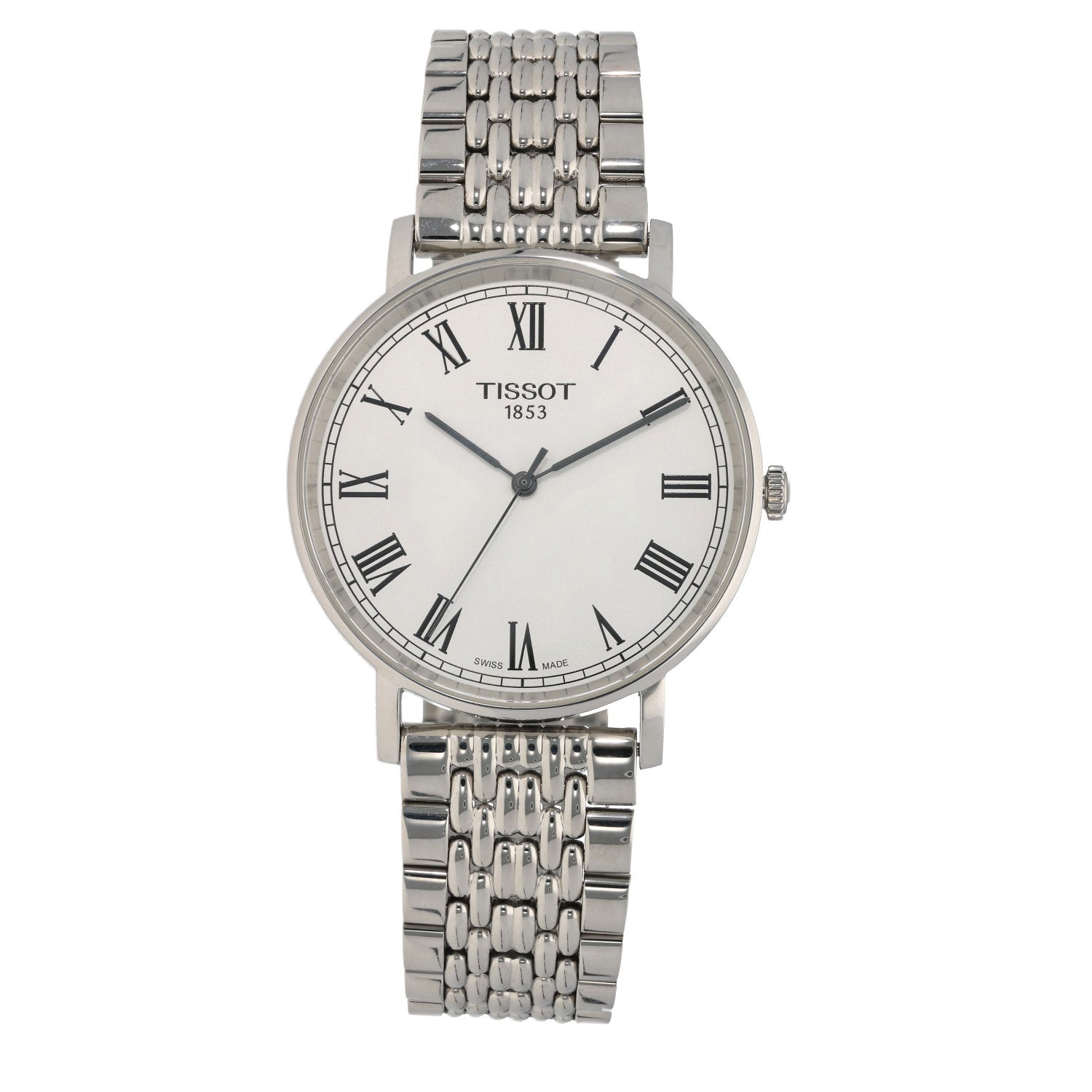 Tissot Everytime T109410A, white dial, stainless steel case and link bracelet