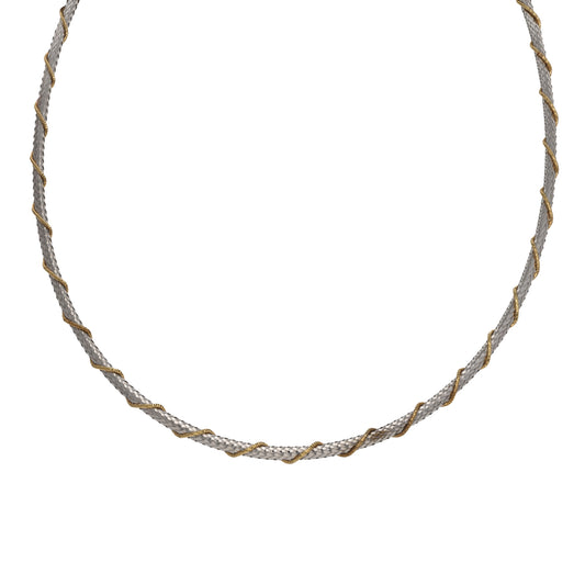 18ct Bi-Colour Gold Fancy Necklace 16"