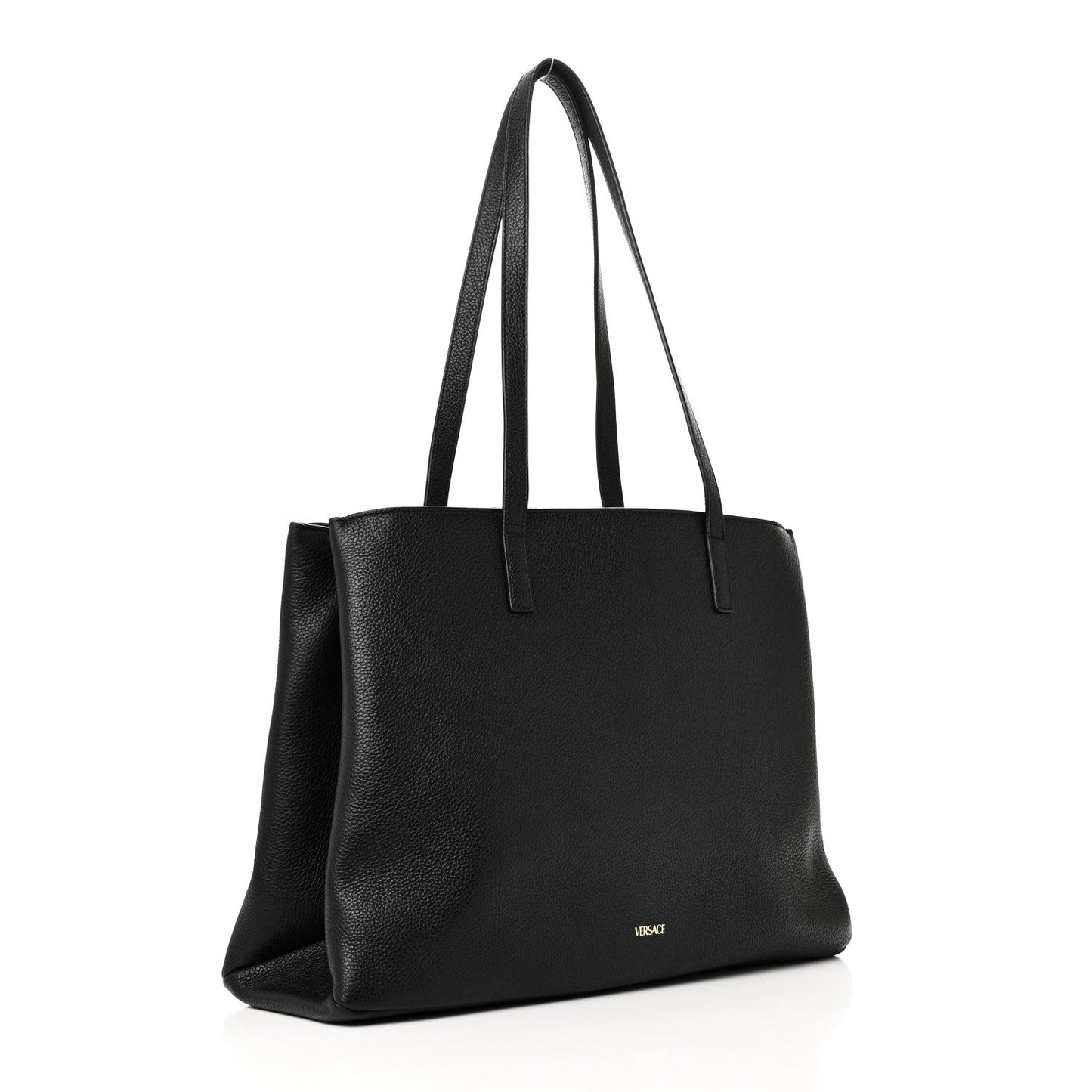 Versace Virtus V Grained Calfskin Leather Bag - Black