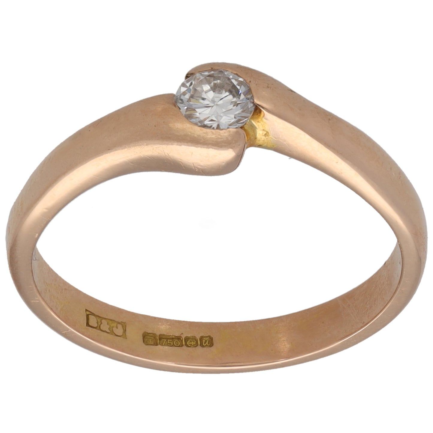 18ct Gold 0.22ct Diamond Solitaire Ring Size P