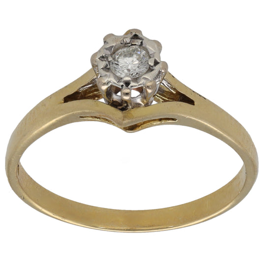 18ct Gold 0.10ct Diamond Solitaire Ring Size M