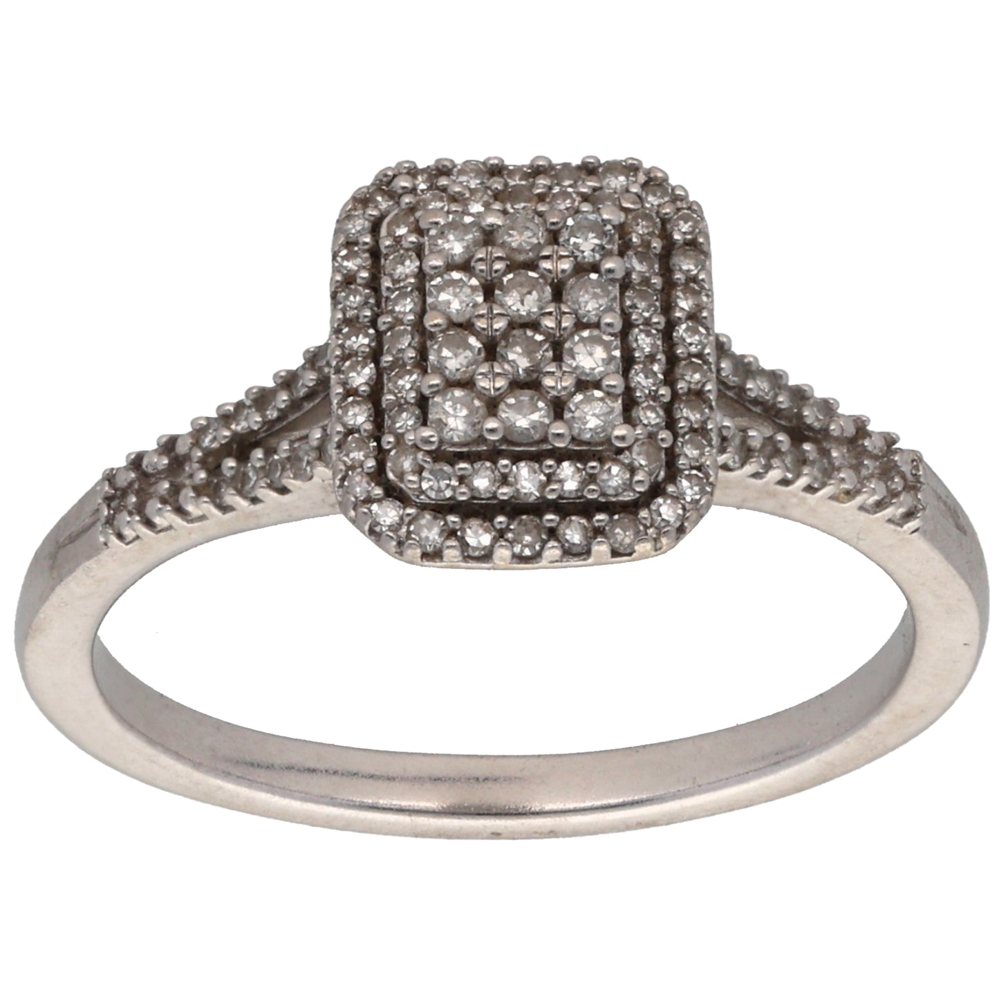 9ct White Gold 0.20ct Diamond Dress/Cocktail Ring Size L