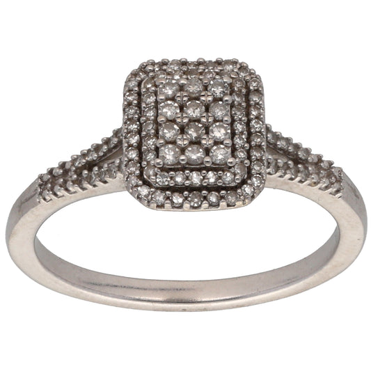 9ct White Gold 0.20ct Diamond Dress/Cocktail Ring Size L