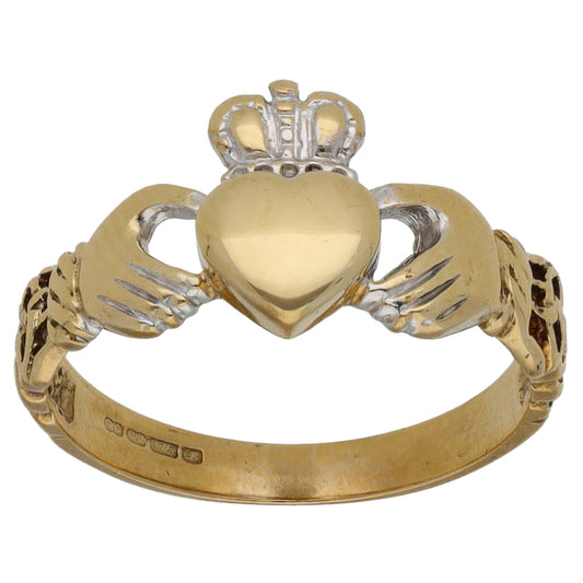 9ct Bicolour Gold Claddagh Ring Size L