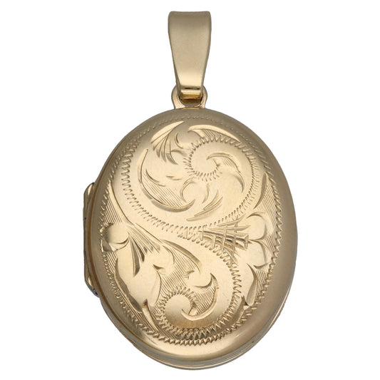 9ct Gold Patterned Locket Pendant