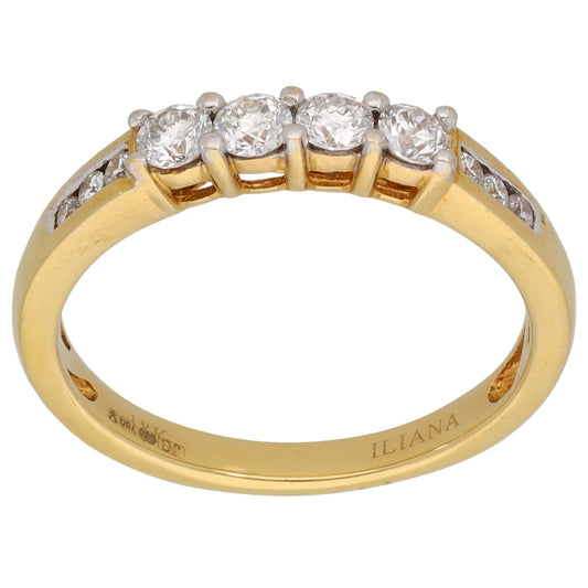 18ct Gold 0.46ct Diamond Half Eternity Ring Size O
