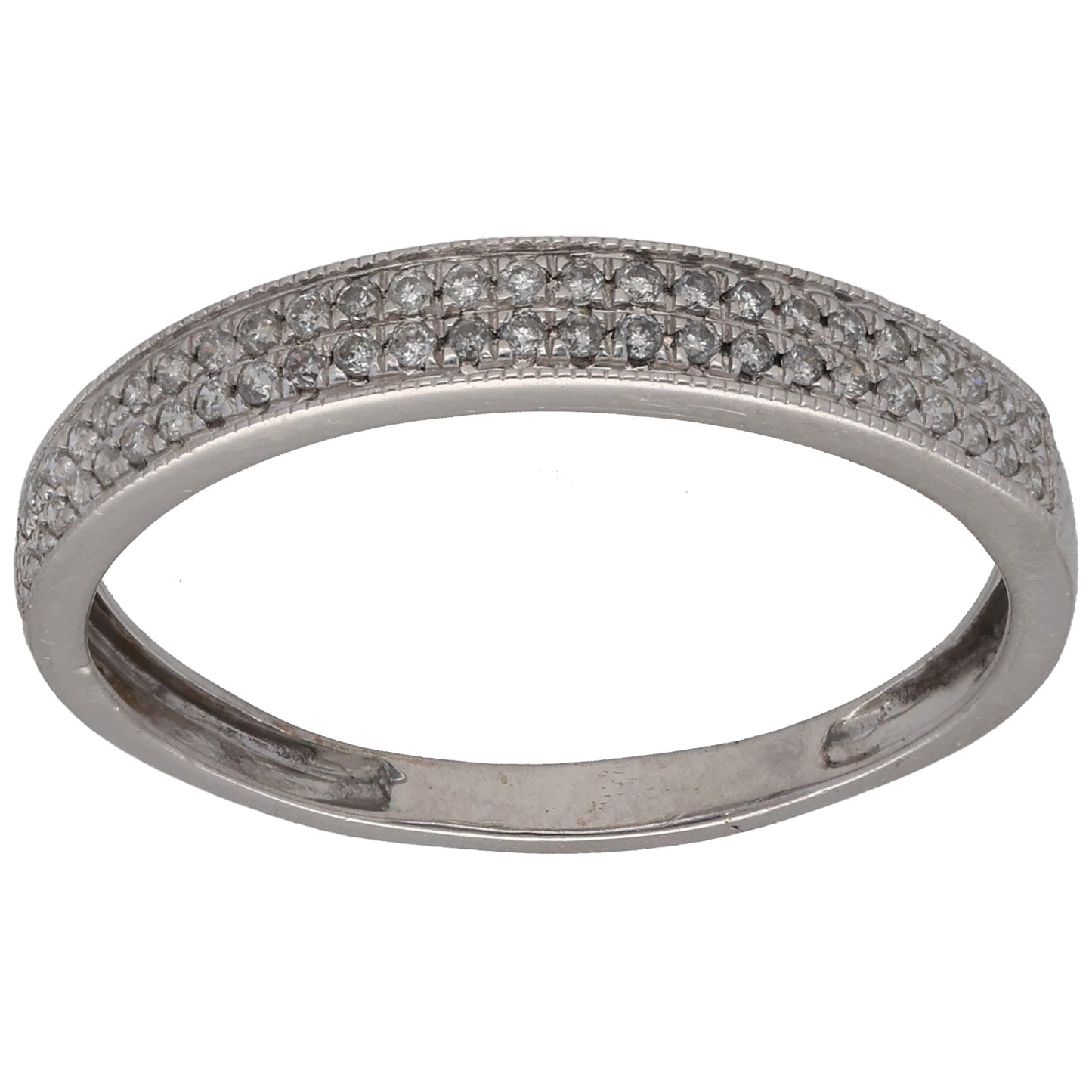 18ct White Gold 0.16ct Diamond Half Eternity Ring Size O