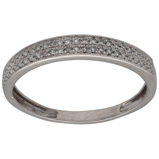 18ct White Gold 0.16ct Diamond Half Eternity Ring Size O