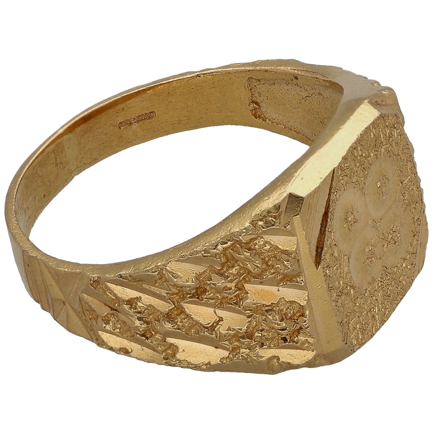 22ct Gold Patterned Signet Ring Size O