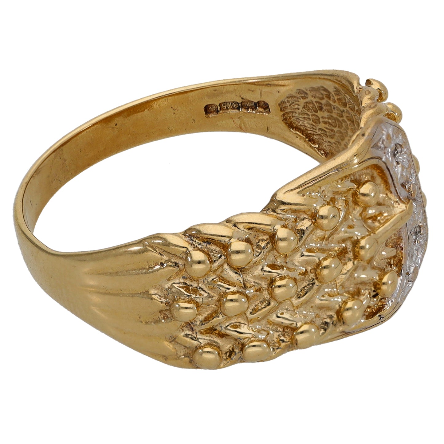9ct Gold 0.01ct Diamond Buckle Ring Size X
