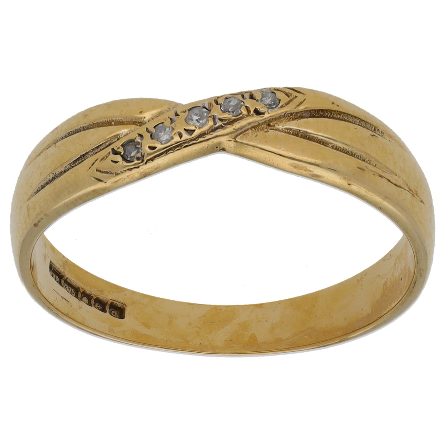 9ct Gold 0.05ct Diamond Half Eternity Ring Size Q