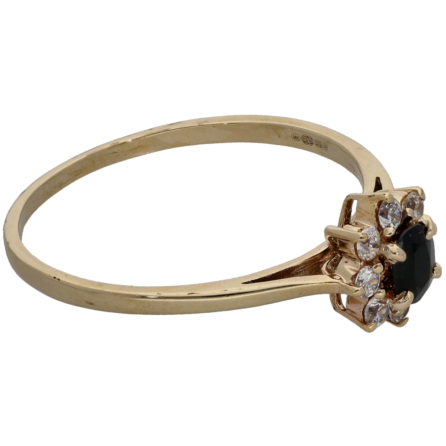 9ct Gold Sapphire & Cubic Zirconia Dress/Cocktail Ring Size W