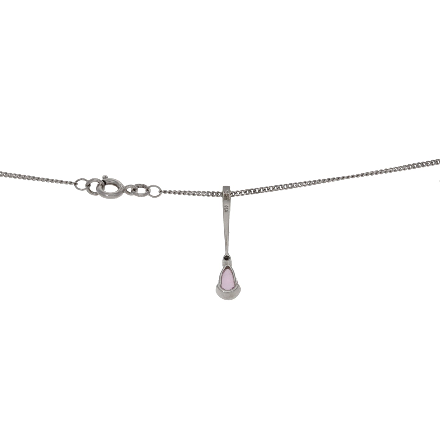9ct White Gold Sapphire & 0.01ct Diamond Dress/Cocktail Pendant With Chain
