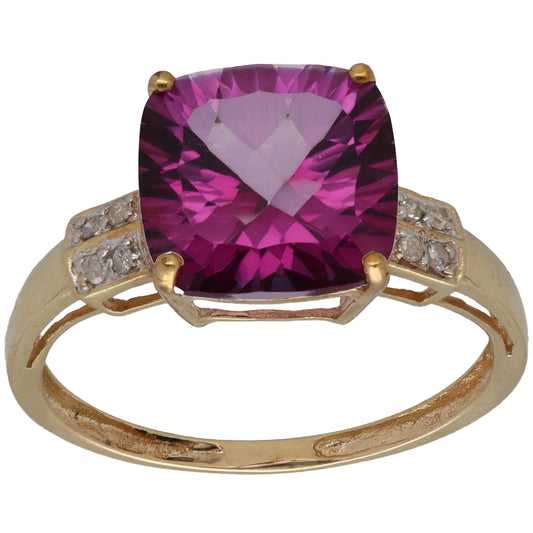 9ct Gold Coated Topaz & 0.04ct Diamond Dress/Cocktail Ring Size P