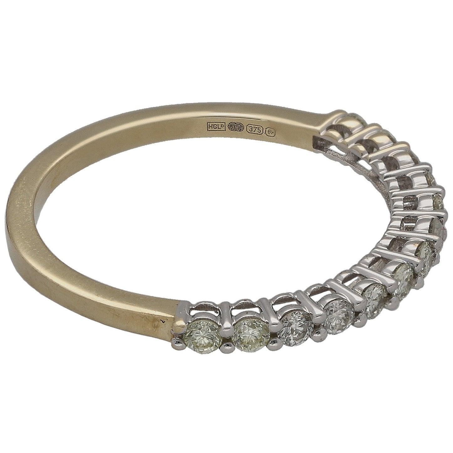 9ct Gold 0.325ct Diamond Half Eternity Ring Size P