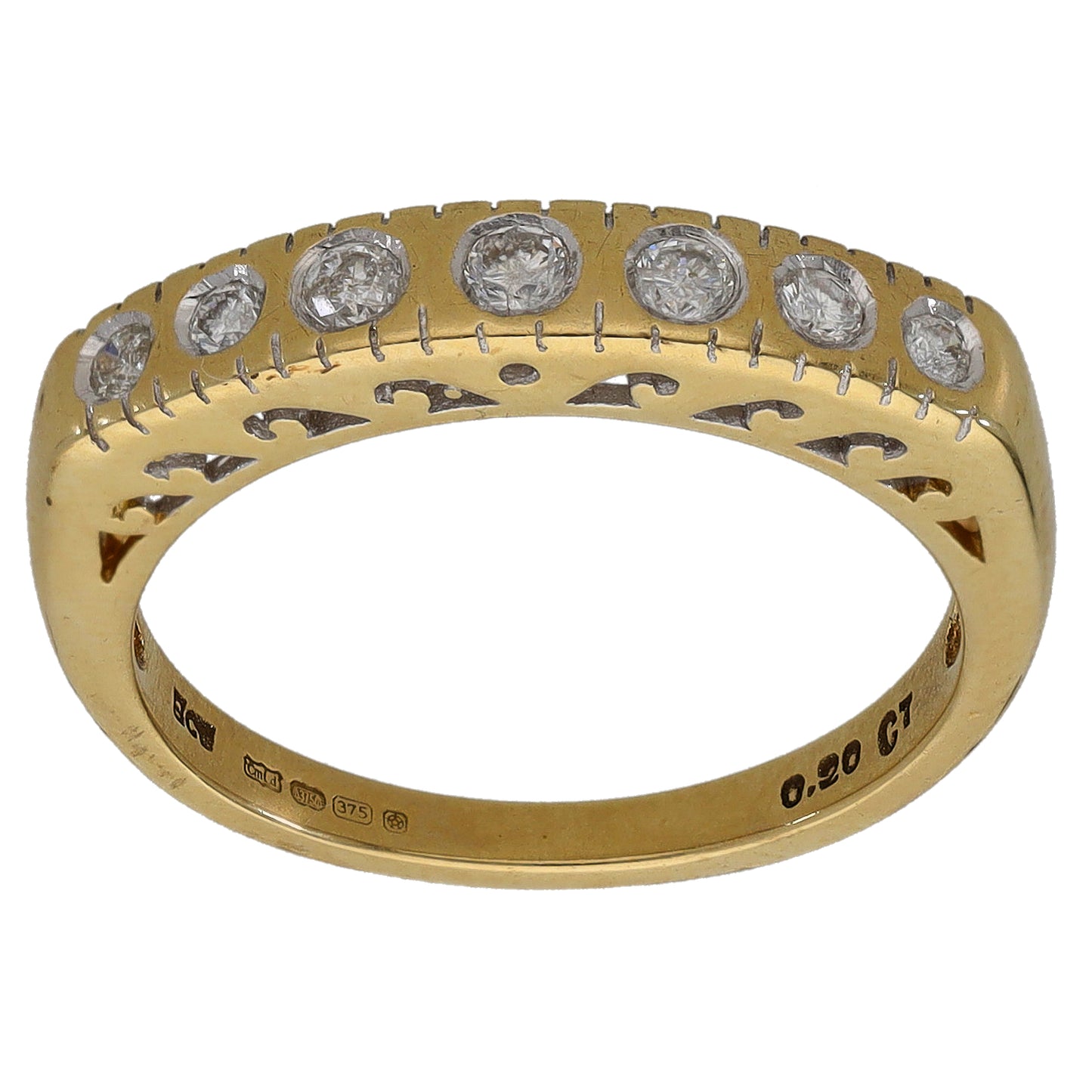 9ct Bicolour Gold 0.16ct Diamond Half Eternity Ring Size M