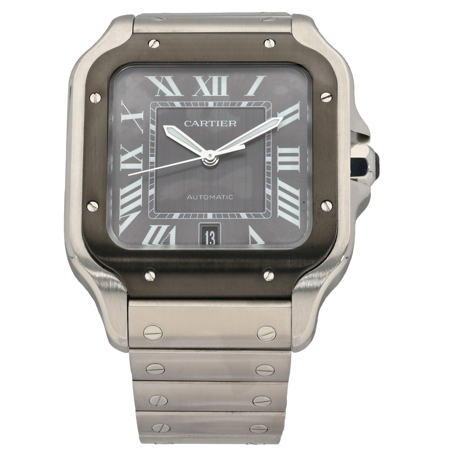 Cartier Santos De Cartier WSSA0037, Black Dial, Stainless Steel, Front Image