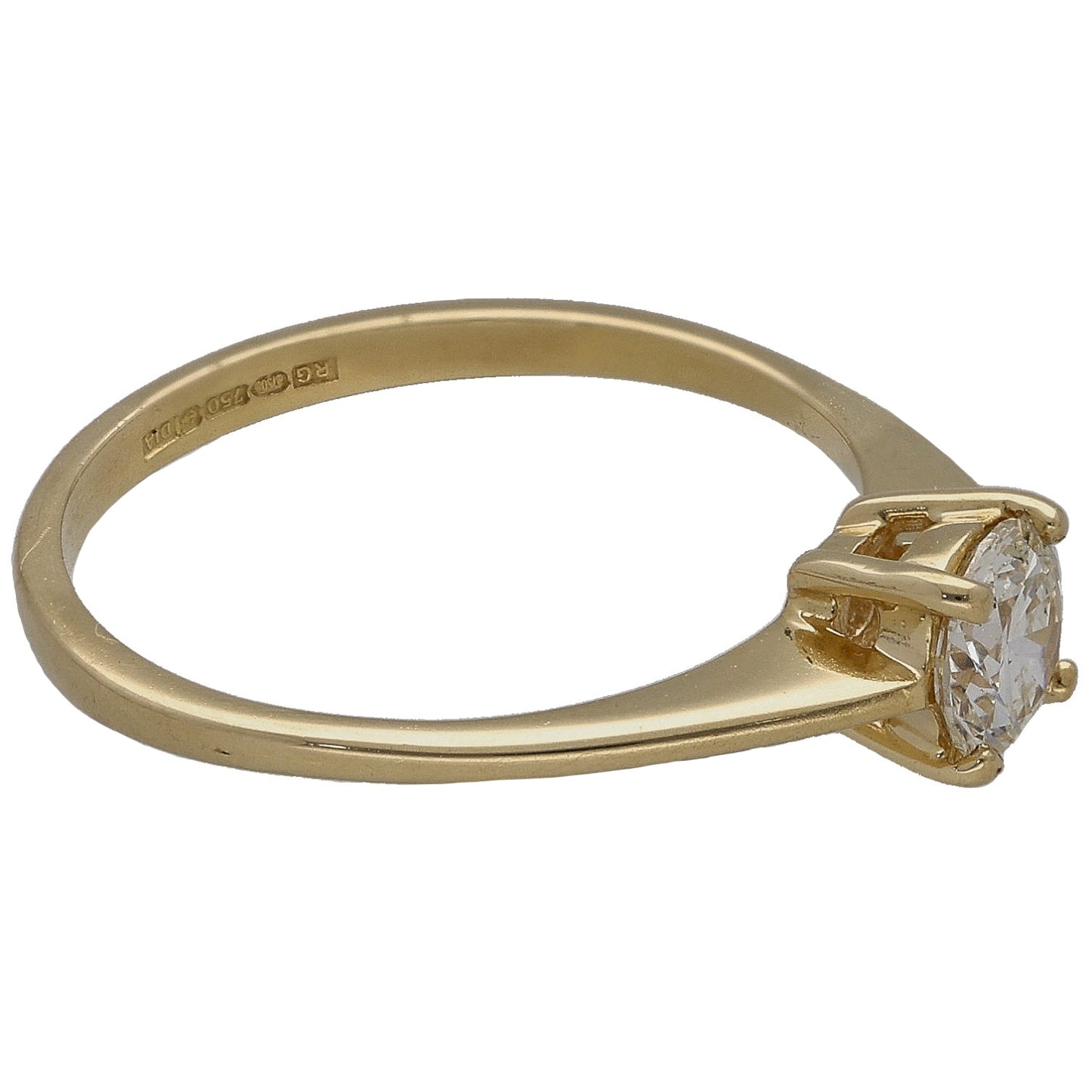 18ct Gold 0.45ct Diamond Solitaire Ring Size L
