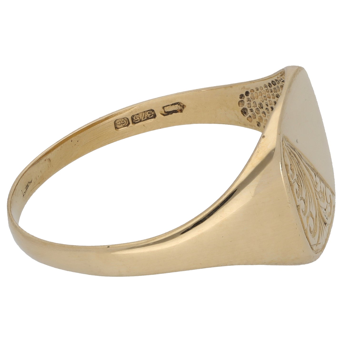 9ct Gold Patterned Signet Ring Size Y