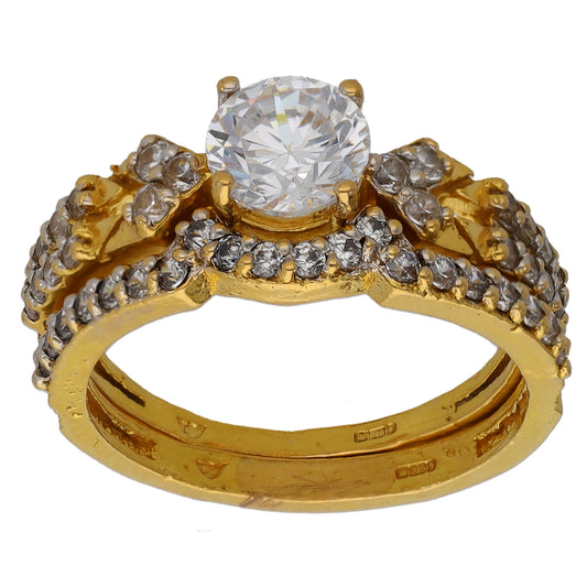 22ct Gold Cubic Zirconia Ring Set Size O