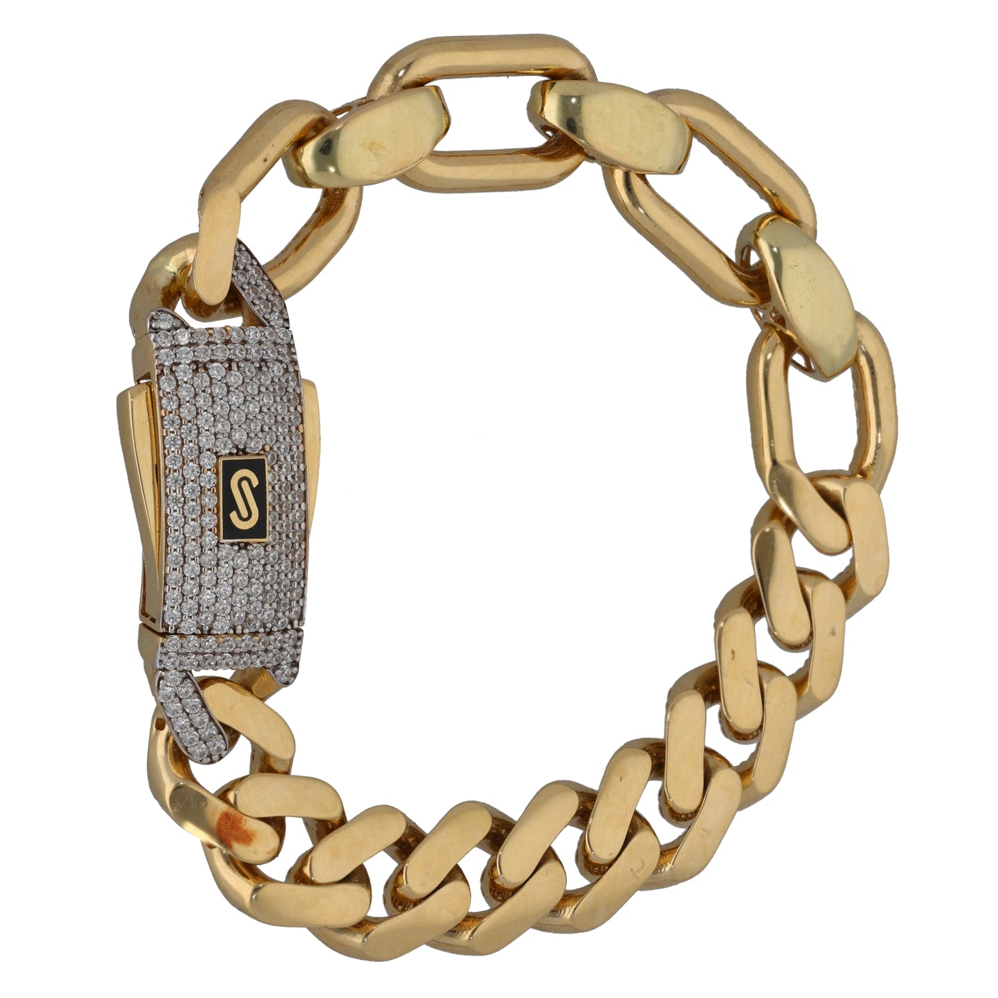 14ct Gold Cubic Zirconia Curb Bracelet