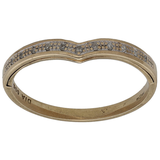 9ct gold wishbone ring with small round diamonds, size U