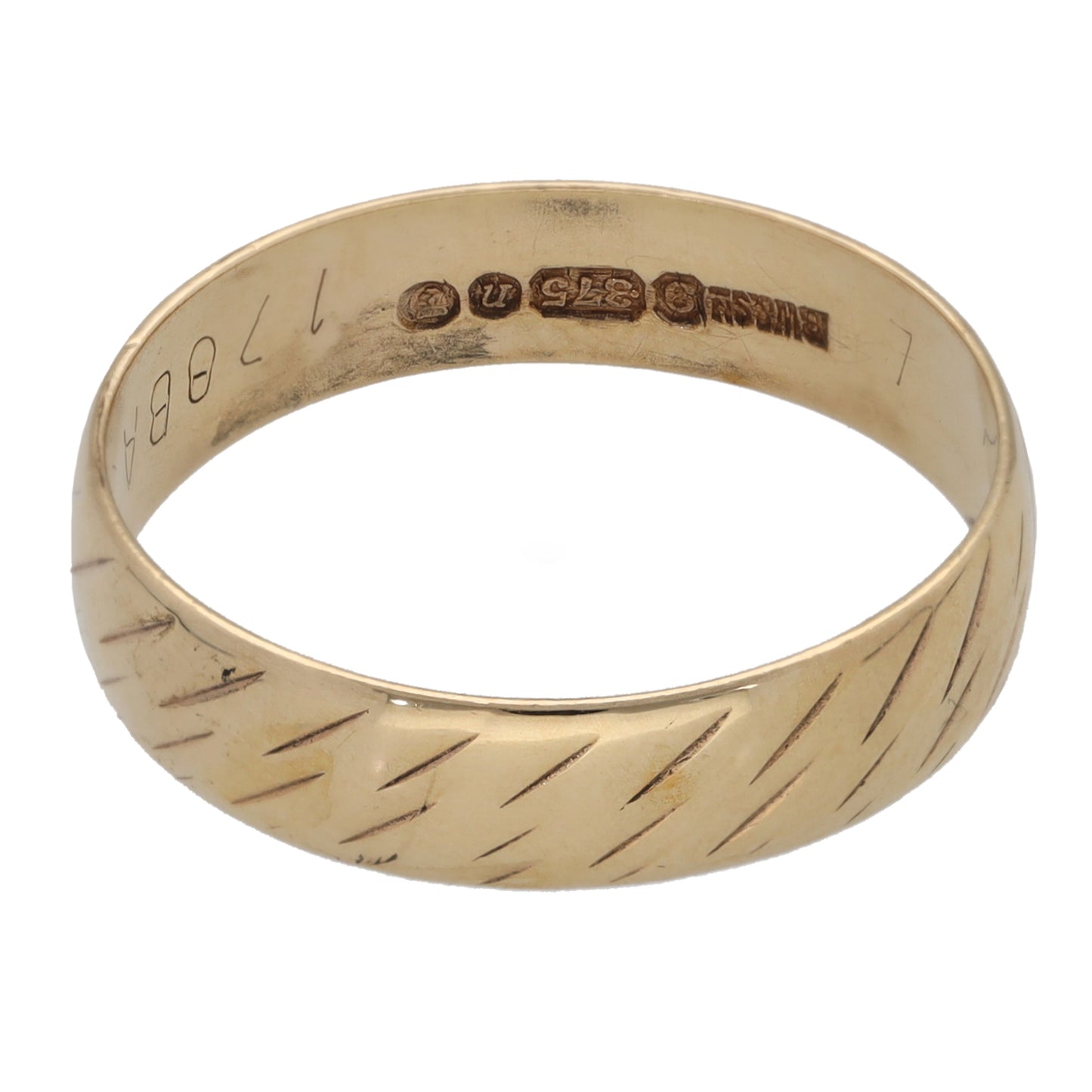 9ct Gold Patterned Wedding Ring Size P