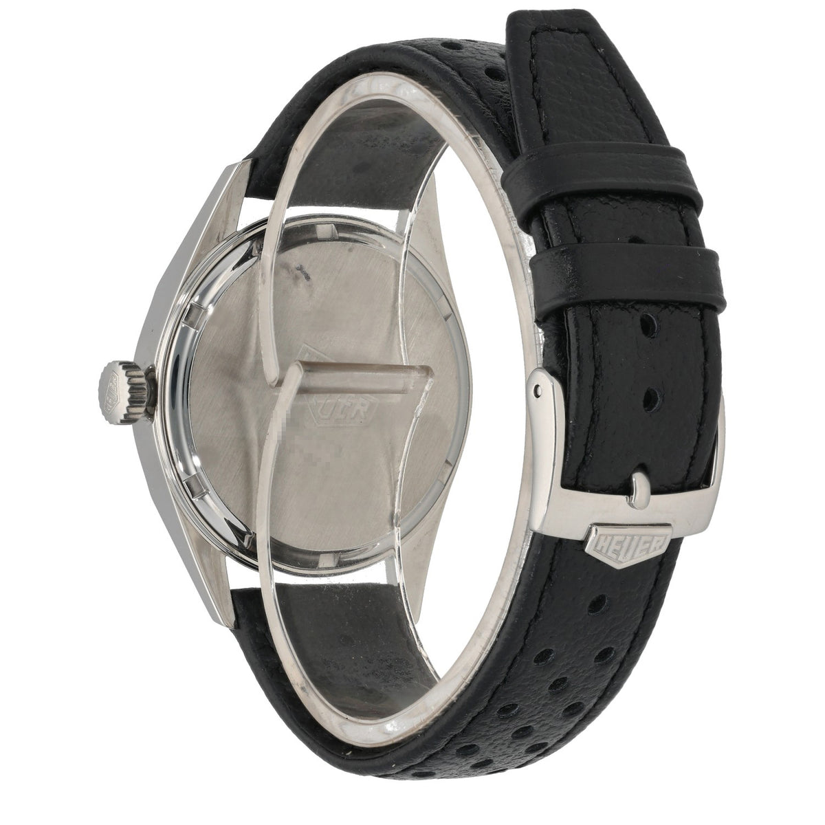 Tag Heuer Carrera GMT WS2113, stainless steel caseback and adjustable black leather bracelet