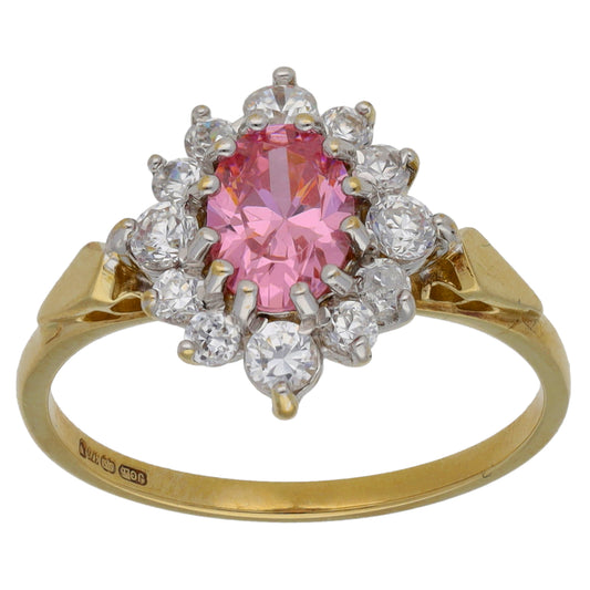 9ct Gold Cubic Zirconia Dress/Cocktail Ring Size P