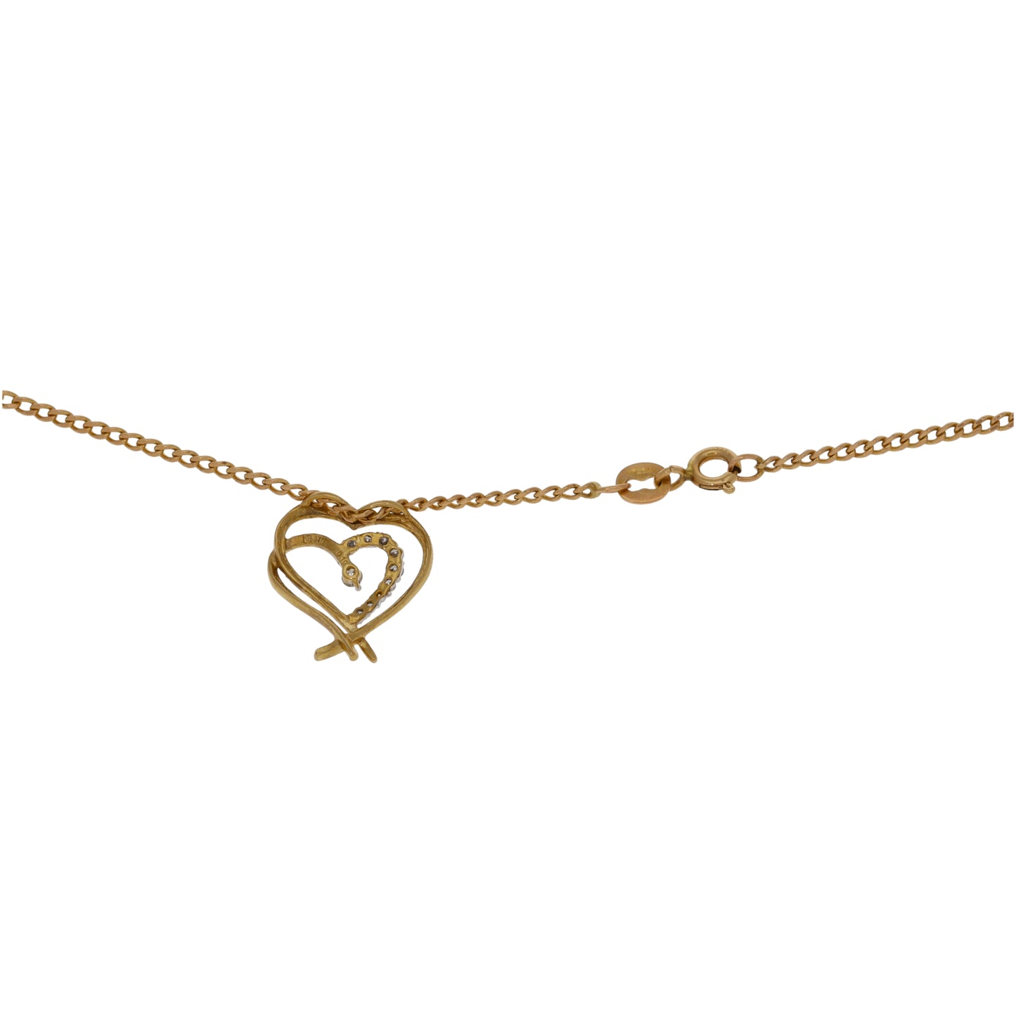 9ct Gold 0.12ct Diamond Heart Pendant With Chain