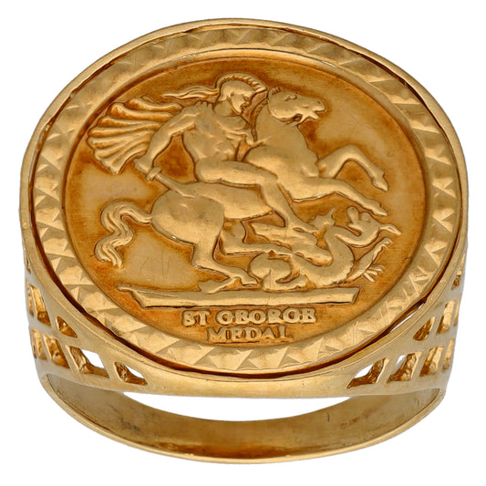 9ct Gold St George Ring Size Q