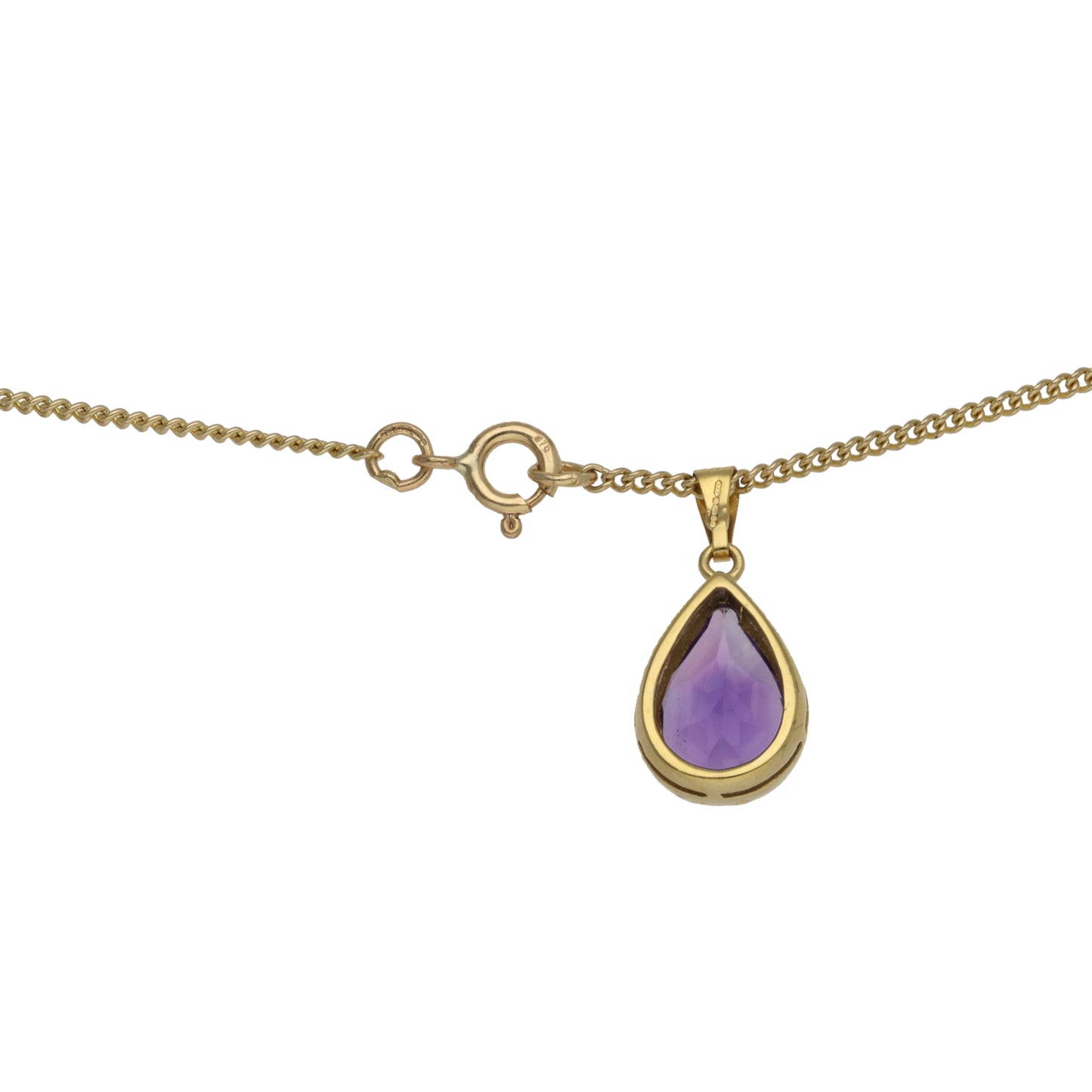 9ct Gold Amethyst Single Stone Pendant With Chain