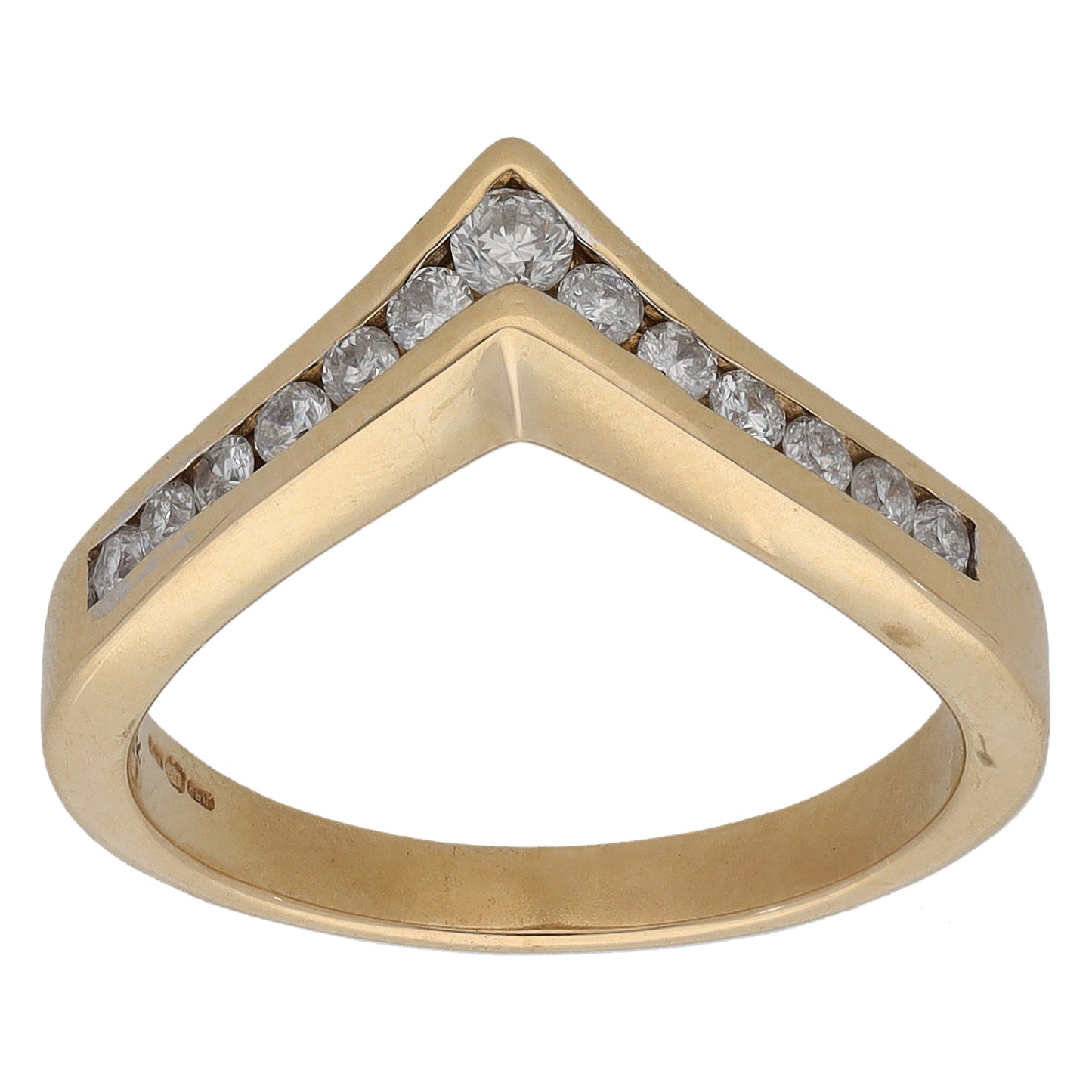 9ct Gold 0.41ct Diamond Wishbone Ring Size L