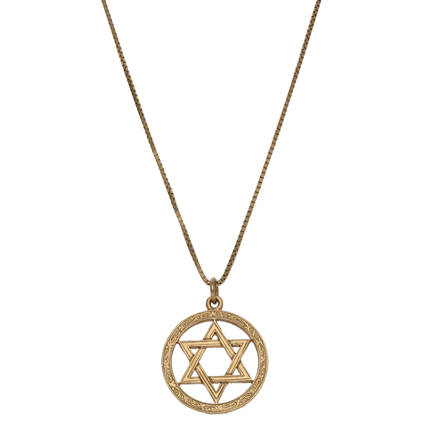 9ct Gold Star of David Pendant With Chain