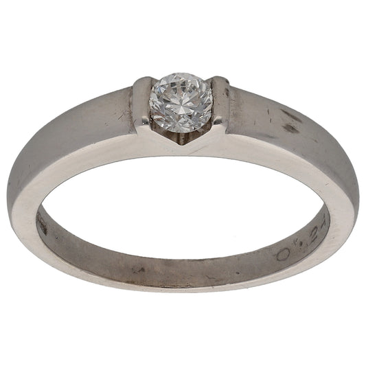 9ct White Gold 0.24ct Diamond Solitaire Ring Size O