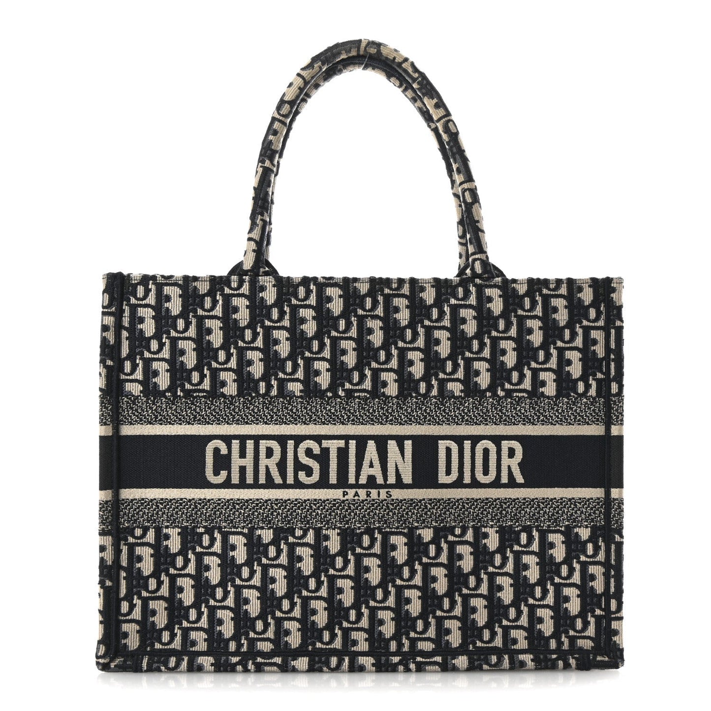 Christian Dior Oblique Medium Book Canvas Tote Bag - Navy