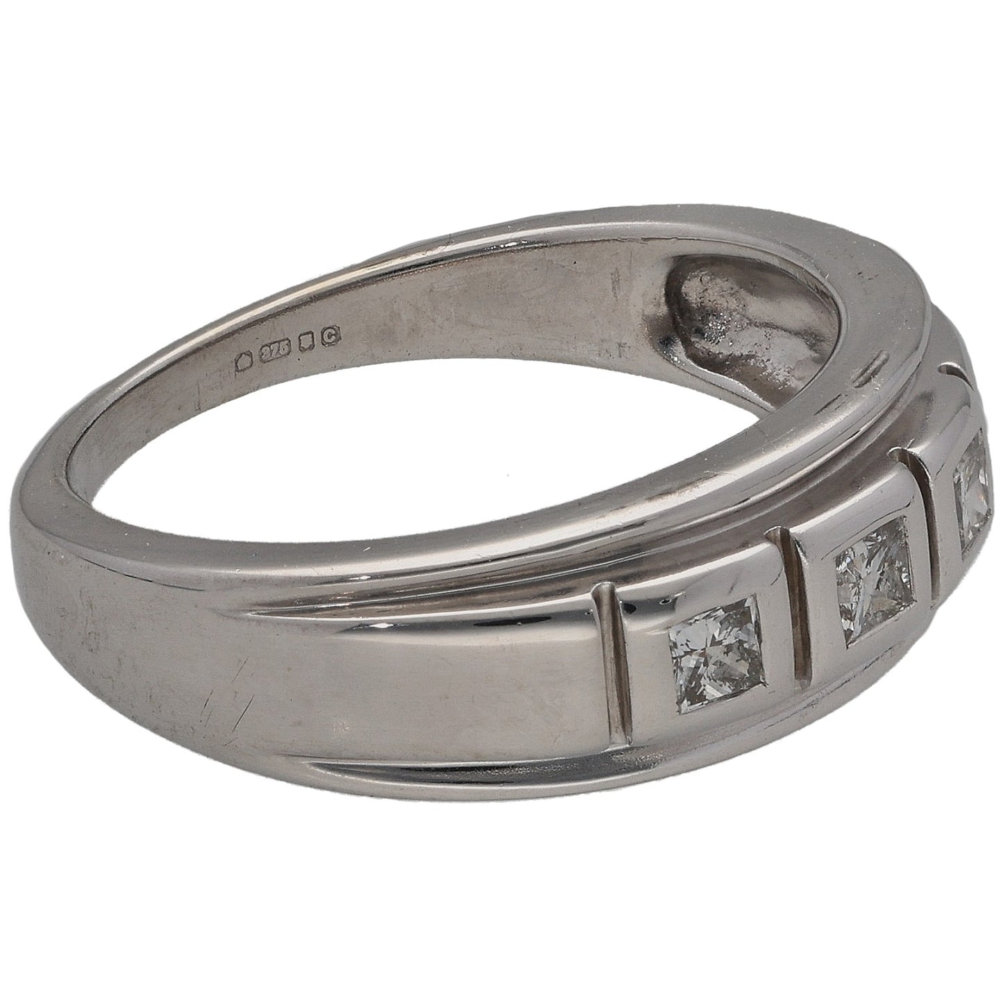 9ct White Gold 0.30ct Diamond Trilogy Ring Size N